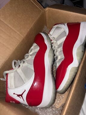 Jordan Red and White Retro 11 Men's Sneakers